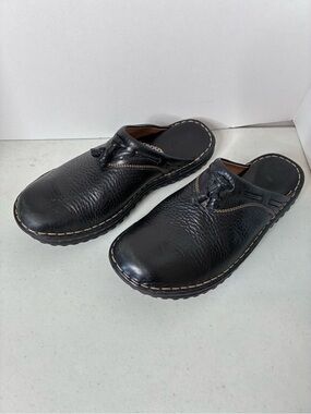 Born Black Leather Tassel Mule Clogs Comfort Slip On Shoes Women’s 9 / 40.5 M